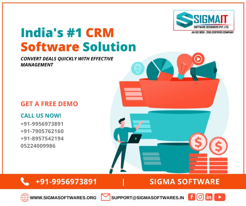 Empower your business with the best CRM software for India. Nurture customer relationships by getting 360 views of your customer.

Get A Free Demo!
📞 Call: 9956973891
🌎 Web: bit.ly/3ed6V5S

#crmsoftware #crmsystem #crm #CRMDevelopment #SigmaITSoftware