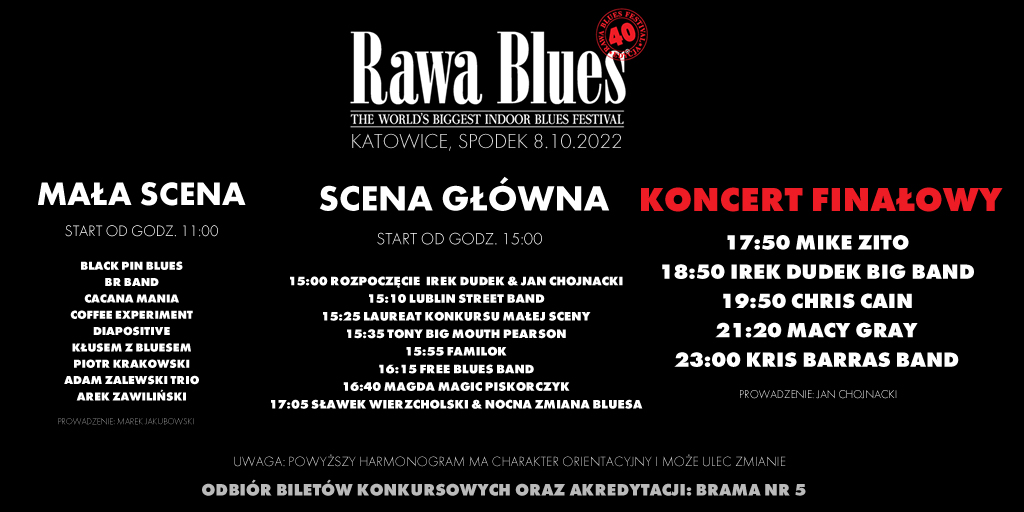 Tak wygląda nasz festiwalowy rozkład jazdy...
#40rawablues