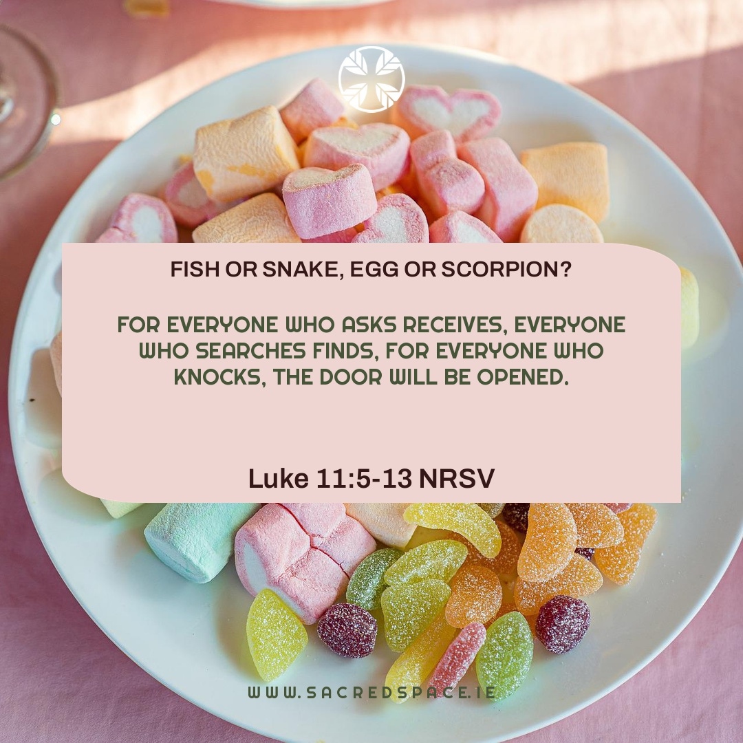 sacredspacepray's tweet photo. If ur child asks 4a fish, will give a snake instead? Or if the child asks 4an egg, will give a scorpion? If u then who are evil know how 2give good gifts 2ur children how much more will the heavenly Father give the Holy Spirit!"

Luke 11:5-13 NRSV
#prayer #persistence #holyspirit https://t.co/BjH496Xmlb