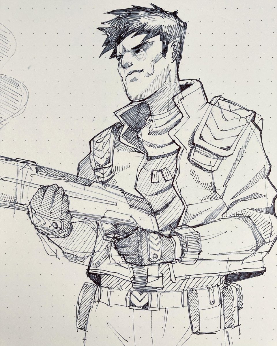 jayng's tweet photo. Doodling some cyberpunk-ish bro art. #scifiart #sketch https://t.co/vtR6DeOVjc
