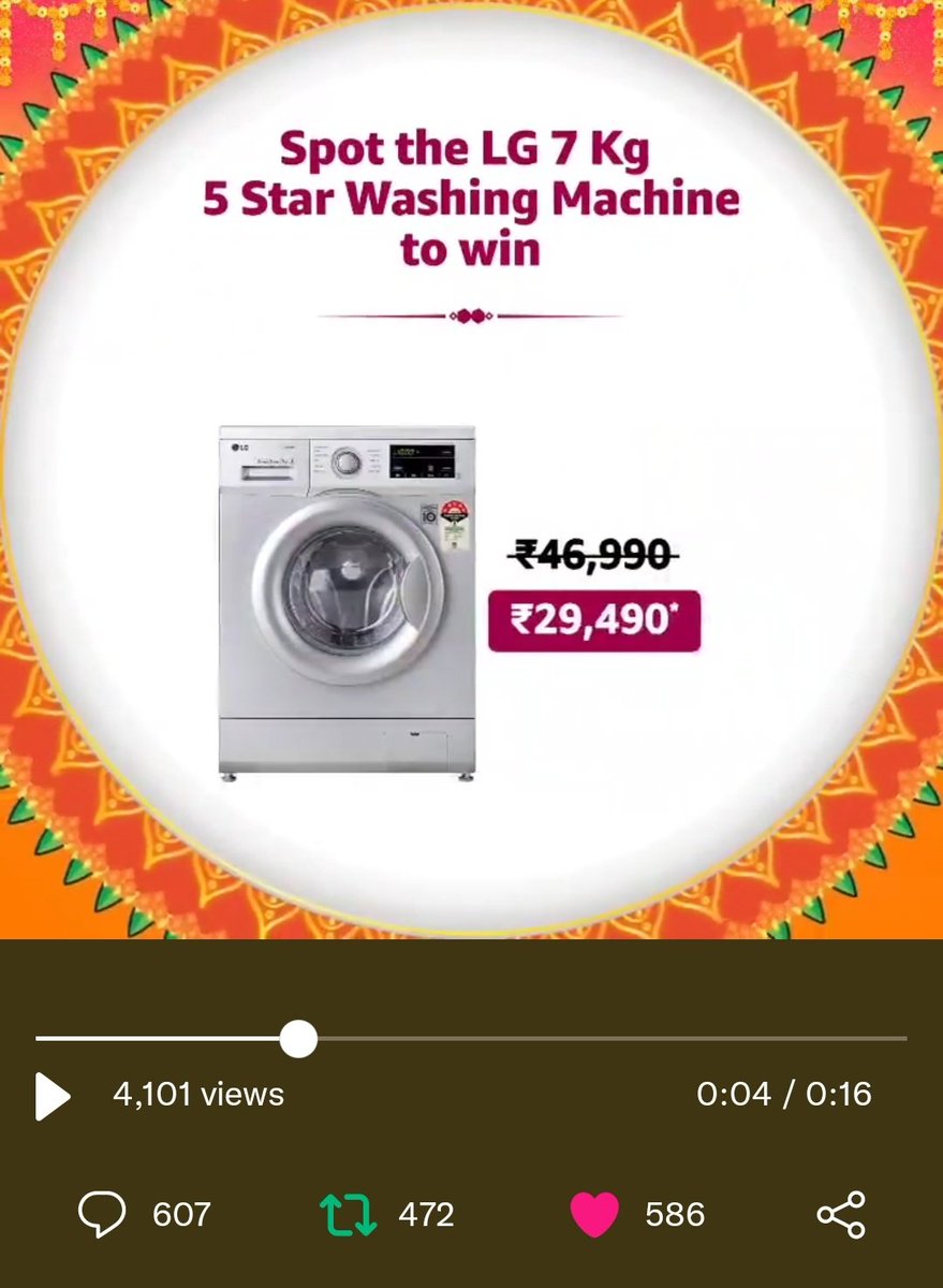 KJ4U12's tweet photo. @amazonIN Spotted LG 7 Kg 5 star washing machine 

#AmazonGreatIndianFestival 
@amazonIN https://t.co/clDEFxpTAx