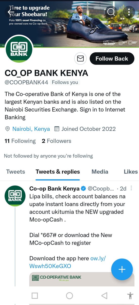 josjaymwangi's tweet photo. @Coopbankenya @SamoeiCynthia There's this Twitter account hijacking customers frm ur account. Kindly make a follow up to bfr they mess up more. The account was opened on Oct this yr. They r asking customers to follow them back and provide  official phone numbers. They r using, 0202610005 to call customers https://t.co/iE379mMyD7