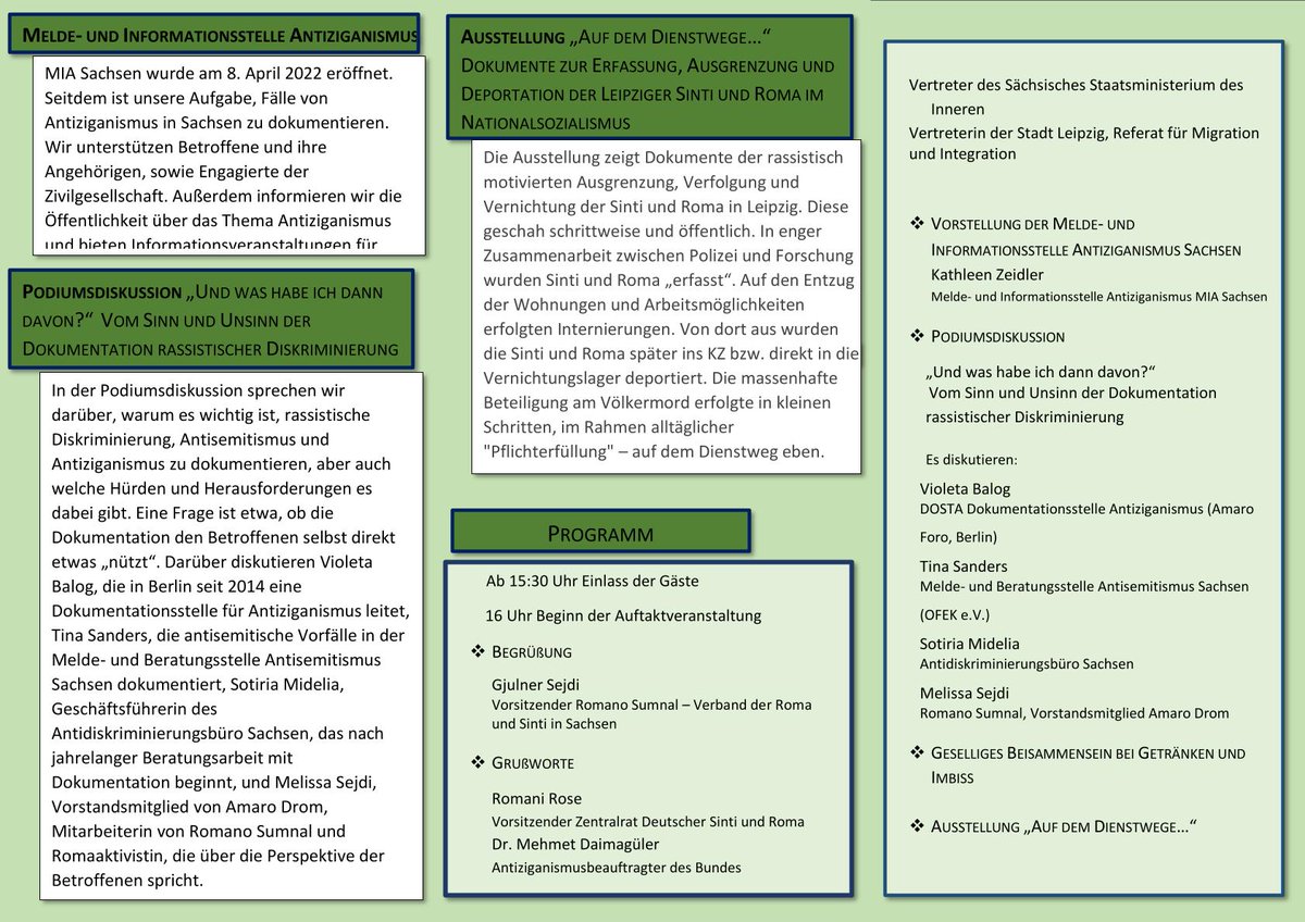 Heute ist es soweit: Wir stellen die Melde- und Informationsstelle Antiziganismus vor. Um 16 Uhr geht es los! <a href="/RomanoSumnal/">romano sumnal e.V.</a> #leipzig #sintiundroma #antiziganismus #antiromaismus #antirassismus