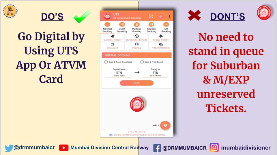 srdcmmumbaicr's tweet photo. Appeal to Sub/Non-Sub passengers kindly "GO Digital" 
@Central_Railway @YatriRailways https://t.co/dcJiSXpibn