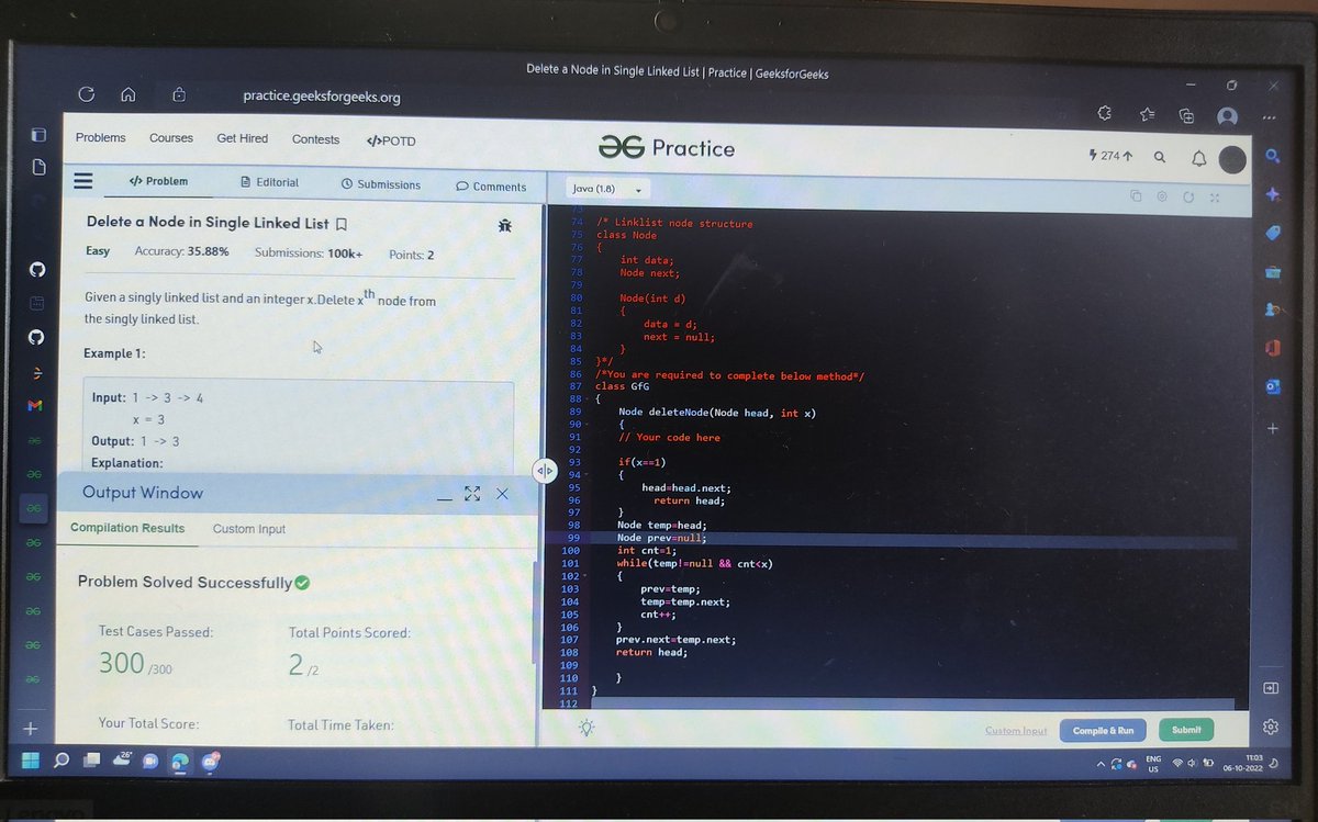 roy2pushkar's tweet photo. #Day98 of 100 Days of Code by
@CodeinCommunity
and
@MinutesCoding
Question Solve: Delete a Node in Single LL
Link:- https://t.co/FVyhfCcSLi
Discord:- https://t.co/7G195aCdVx…
#100daysofcodechallenge #codeincommunity #codein100daysofcode #100daysofcode #codingoood https://t.co/oKfekn2XT5
