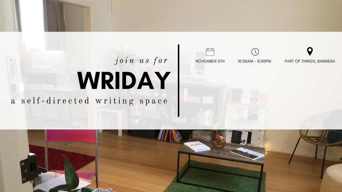 writerssainc's tweet photo. Riverland writers, do you need time and space to just get some solid writing done?
Come along to Part of Things in Barmera, nab a desk or writing nook, meet some fellow local writers, and up that word count at Wridayโ Nov 5!
https://t.co/t9fSXP5esc https://t.co/ty4EhdpdRf