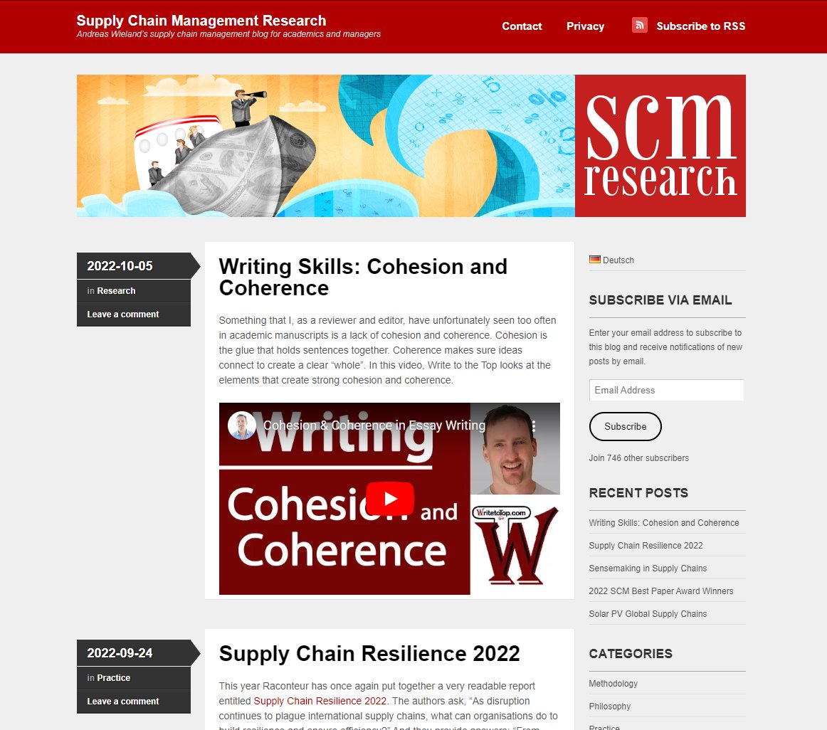 IrynaMalacina's tweet photo. My great way to start the morning☕️ is by reading the updates in the "Supply Chain Management Research" blog by @scmresearcher. If you are a researcher in #oscm the blog is definitely for you 😉! https://t.co/yhHBQEj4RP