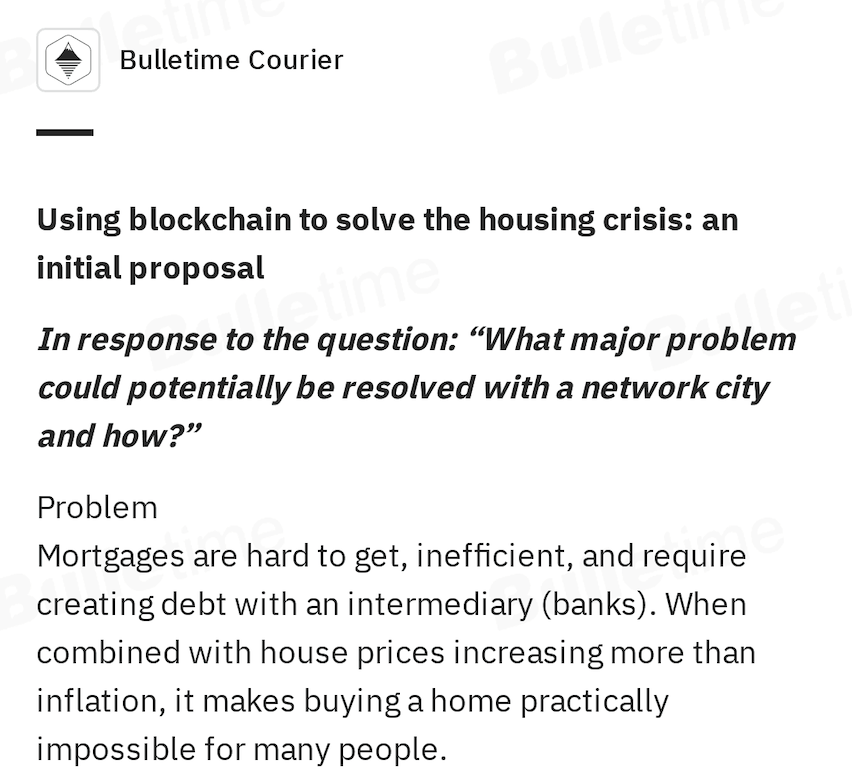 bulletimexyz's tweet photo. 🔔 BulleTime Recommendations - NFT Topic Worth Reading 🔔  
🏘️ Can blockchain solve the housing crisis? 
👀Check out this passage to discover it! 
🔗 https://t.co/aLFeF9cDBN
#NFT #House #UseNFT https://t.co/FWKYj4ntga