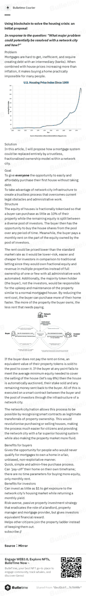 bulletimexyz's tweet photo. 🔔 BulleTime Recommendations - NFT Topic Worth Reading 🔔  
🏘️ Can blockchain solve the housing crisis? 
👀Check out this passage to discover it! 
🔗 https://t.co/aLFeF9cDBN
#NFT #House #UseNFT https://t.co/FWKYj4ntga