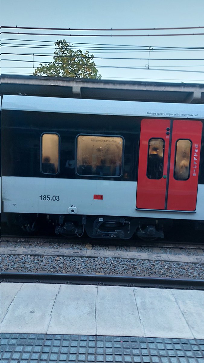 Catira2708's tweet image. No quiero imaginar el calor que debe estar pasando los pasajeros del S1 dirección  Barcelona que esta parado en Sant Cugat se puede apreciar en los cristales cómo está 😡🤬
