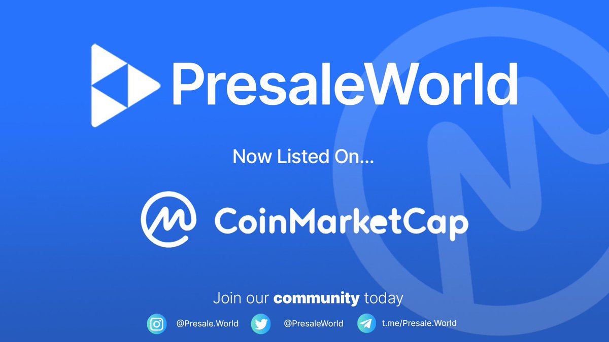PresaleWorld's tweet photo. We are now listed on @CoinMarketCap 

https://t.co/VhAgm6ETwn https://t.co/k3KPj03pey