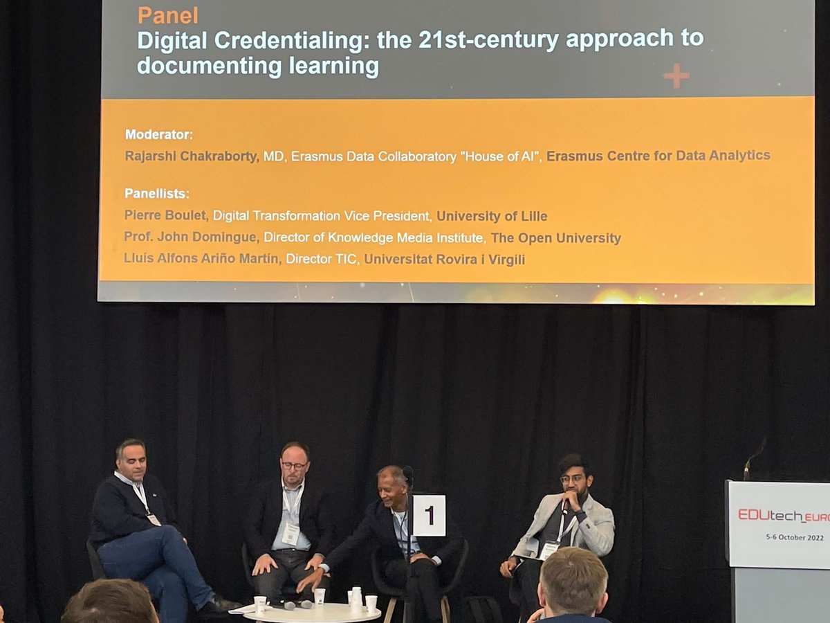 larinyo's tweet photo. It was a pleasure to be able to talk about trust, decentralization, sovereignty and quality assurance in education with such great colleagues as @jhondmk and @PierreBoulet at #EDUtechEurope Panel driven by Rajarshi Chakrabort #EBSI #eSSIF #digitalcredentials https://t.co/DLAu9LDsbe