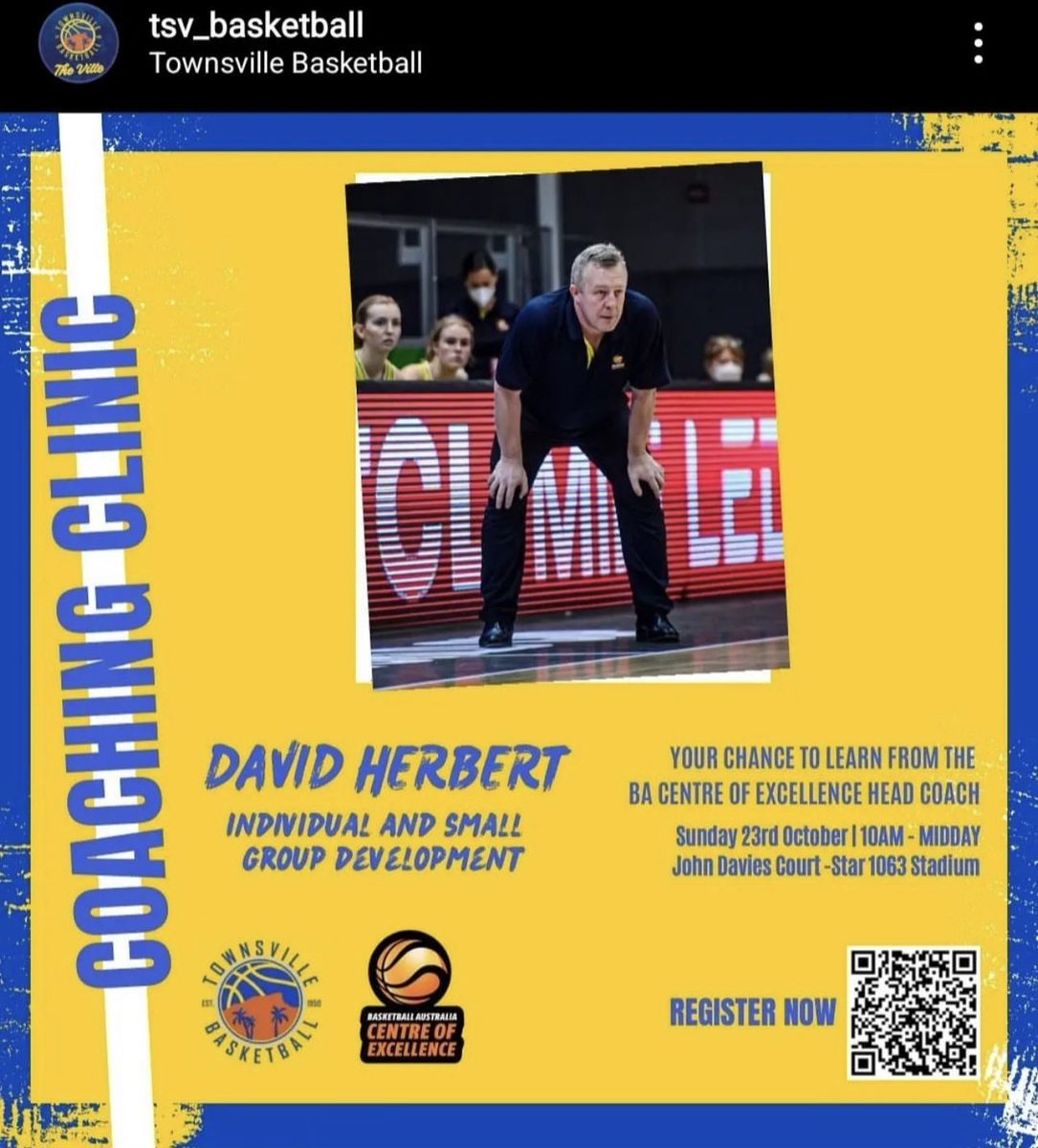 Newly appointed @BACentreofExcel Women’s head coach David Herbert will present a clinic at @TownsvilleBball later this month. Great opportunity for NQ coaches