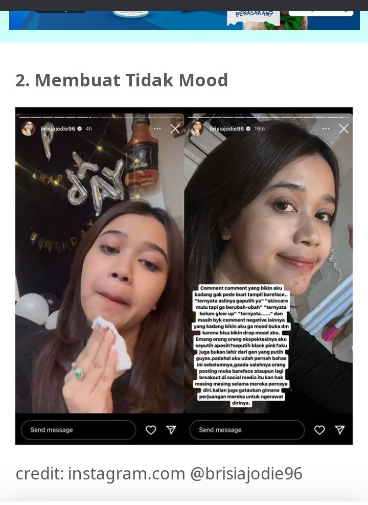 NESVERLAND's tweet photo. kasian banget mbak jodie di bully gara² post muka barefacenya, kek dikatain nggak putih dll, kek plis, cantik itu nggak selalu harus putih mulus kek idol kpop, setiap orang punya sisi cantiknya, dan tidak harus putih mulus! https://t.co/dx9Drw0E16