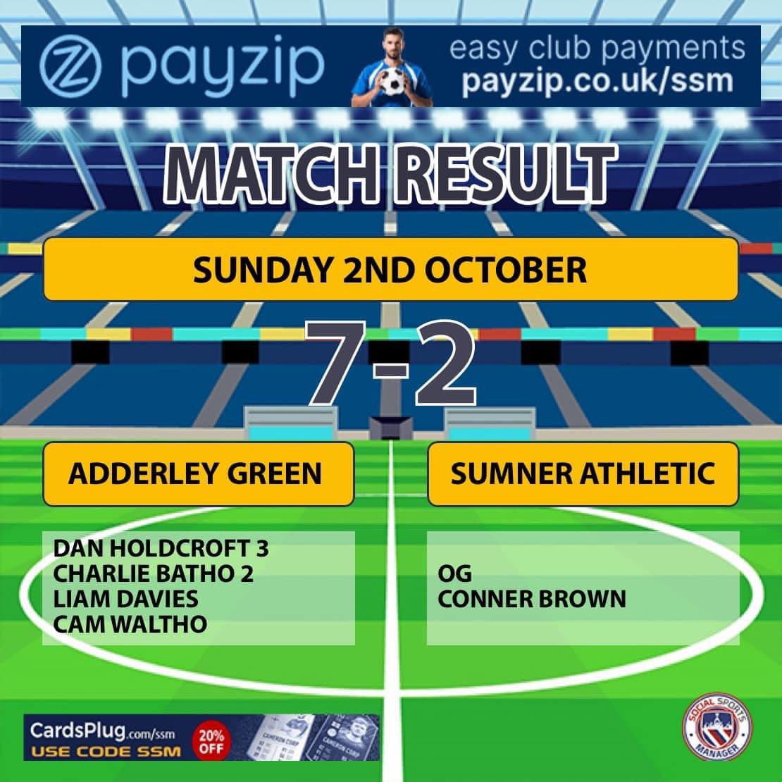 A depleted side but a comfortable win in the end for the lads, the damage was all done in the first half when we were 7-1 up credit to sumner for their second half display where they worked harder than us. 

Sunday we face <a href="/RoyalFurlongFC/">Royal Furlong FC</a>