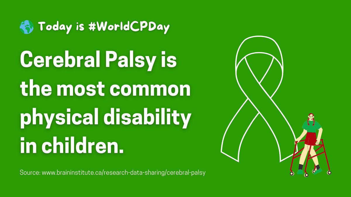 canchildcentre's tweet photo. Yet, cerebral palsy is still one of the least understood disabilities. This needs to change. We must ensure a future where children and adults with CP have the same rights, access and opportunities as anyone else in our society. #WorldCPDay #Green4CP @OntarioBrain @HBKidsHospital https://t.co/d3HWiAkr4v