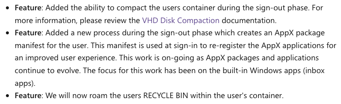 fberson's tweet photo. New @fslogix preview version is out! Besides fixes and general updates 3 new interesting features! Especially like the ability to compact the users container during the logoff! #FSLogix More info: https://t.co/9fd75LRQM1 https://t.co/cuU53Y7AbN