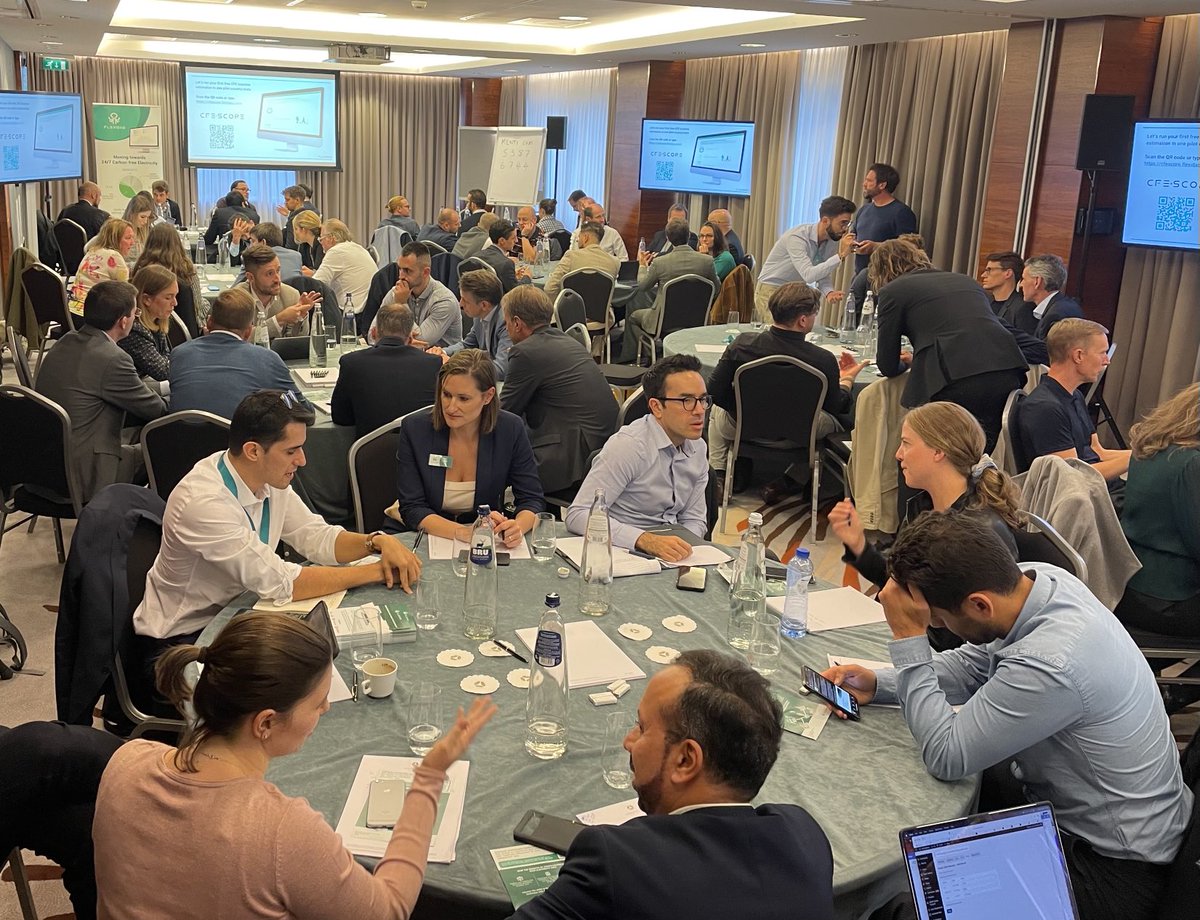 Renewable_Bruce's tweet photo. A late night poker game in Amsterdam? No!  The packed and engaging 24/7 carbon free energy Academy by ⁦@flexidao⁩ and ⁦@Eurelectric⁩. Over sixty large energy buyers getting trained on how to accelerate co2 reductions. Thanks for hosting @re-source https://t.co/1RfnaOKzNO