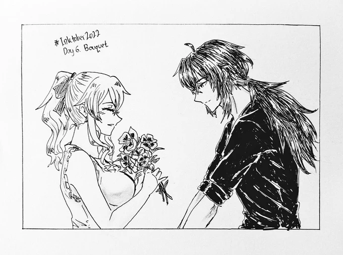 Inktober2022Day 6 "Bouquet".#Inktober #Inktober2022 #Genshinlmpact #Jealuc #Jean #Diluc #Fanart 