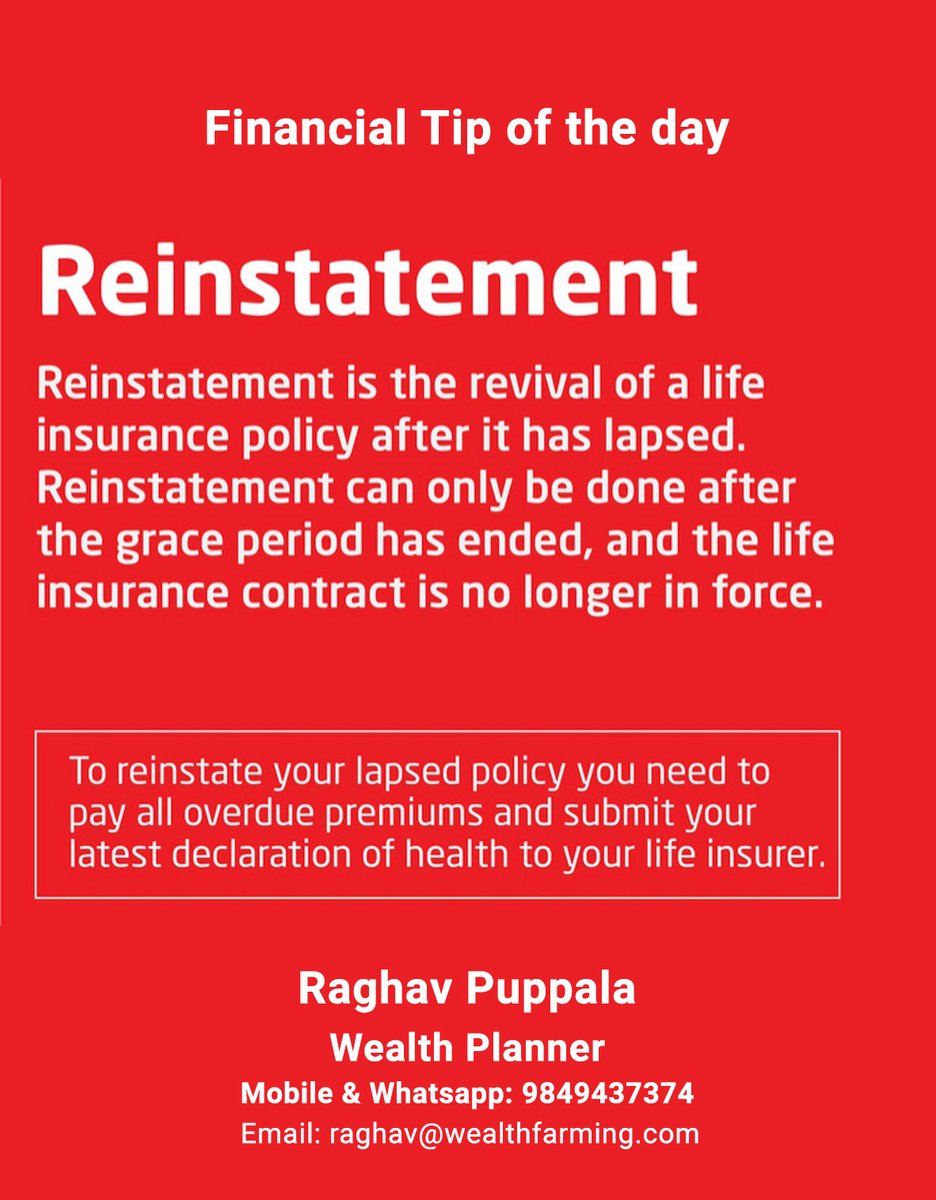 NAdsxcell's tweet image. Financial tip of the day
#reinstatement #financialtipoftheday #wealthplanner