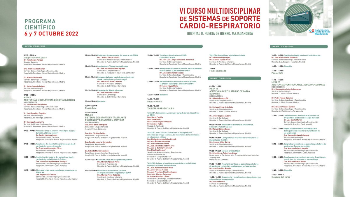 Damos comienzo a la 1º jornada del VI Curso Multidisciplinar de Sistemas de Soporte Cardio-Respiratorio en el Hospital U. Puerta de Hierro de Madrid. Descarga el programa en PDF 👉🏼 bit.ly/3RHEBJI #respicard2022 @JG_Anestesia @MaripazFuset @JuanmaEscudier @AurelioSarralde