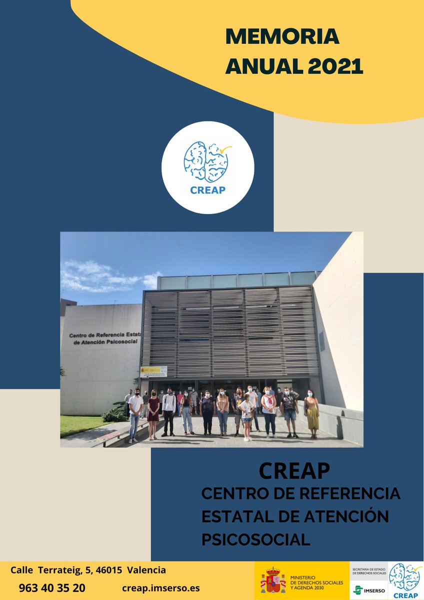 Creap_Valencia's tweet photo. Buenos días! Recuerda que nuestra #MemoriaAnual está disponible en la #WebCreap todo el año
👉 https://t.co/0ylbK1t3DR
Documentos científicos emitidos desde el #CreapValencia, nuestros #talleres, #actividades y #publicaciones
📅 Todo un año de trabajo en #SaludMental y #TMG https://t.co/R6qpqUOnss