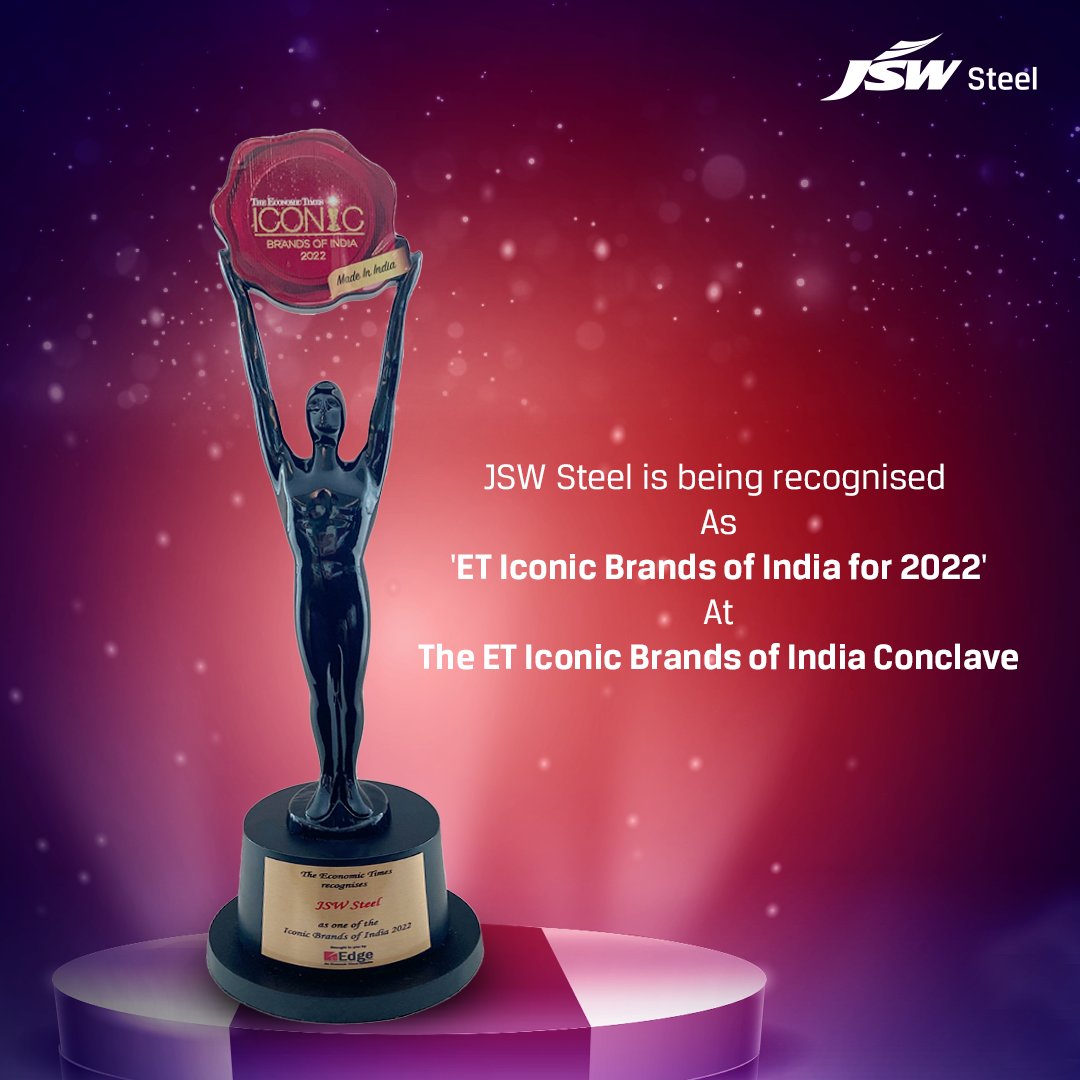 We at JSW Steel are continuously redefining the benchmark of sustainability and technology. We have created a high level of customer experience. Thrilled to announce that we are recognized as one of the Iconic Brands of India for 2022 at The ET Iconic Brands of India Conclave.