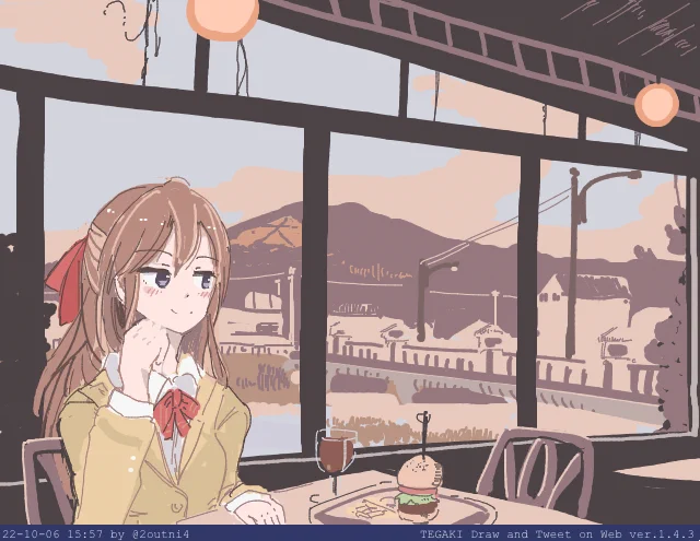 鴨川デルタのカフェ萌ちゃん #tegaki_dt 