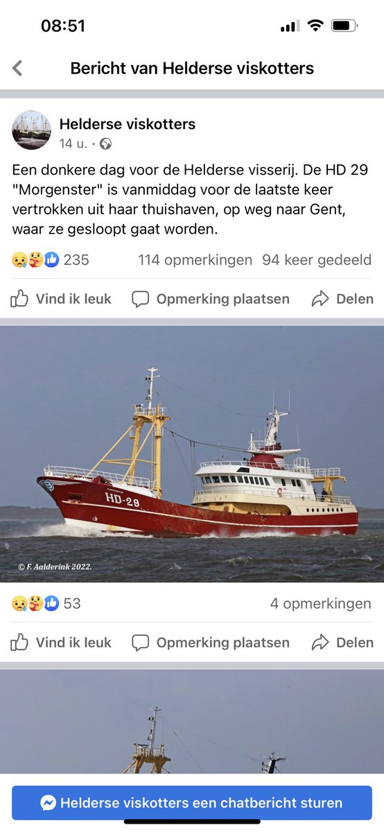 dirkkraakbra7's tweet photo. Na jaren de Noordzee te hebben bevist en voor tientallen gezinnen werk heeft verschaft, maar bovenal met de aanvoer 10.000.000 kg vis miljoenen mensen heeft gevoed,word deze stoere viskotter gesloopt om economische redenen en het uitblijven van noodhulp.Ik wens Fam Bakker sterkte https://t.co/Yy2EmKpck5
