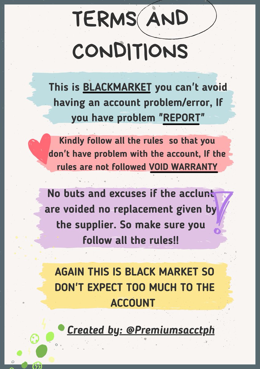 Instructiins's tweet image. READ THE TERMS AND CONDITIONS OF @premiumsacctph 

• Click Image below to view full

#Terms_and_Conditions
#Premiumsacctph