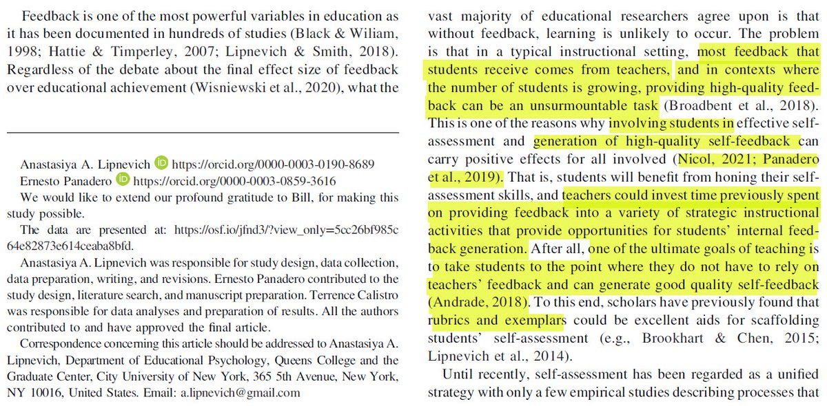 bastrimbos's tweet photo. Nice read! Unraveling the Effects of Rubrics and Exemplars on Student Writing Performance. #activefeedback Students can generate feedback from resources themselves. Nice articulation of comparison processes. Thanks @ALipnevich @ernestopanadero and Terrence Calistro. https://t.co/E2fNJYSOX7