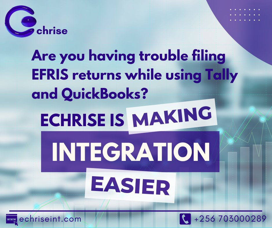 Echrise_Int's tweet photo. Make filing EFRIS returns while using Tally or Quickbooks easy. Let us help you automatically file EFRIS returns from your accounting system.
Contact us on +256 703000289 or email us on genius@echrise.com
#EchriseInt
#FilingMadeEasy
#EasyFastReliable https://t.co/Iah9trCz0v