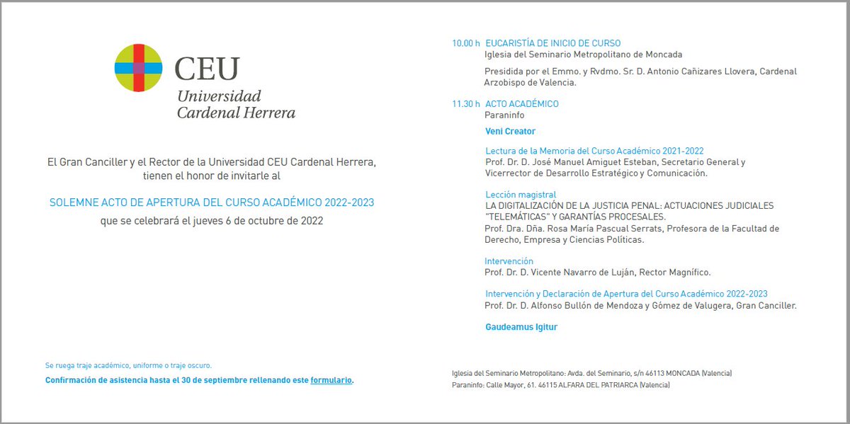 Hoy en el acto de apertura <a href="/uchceu/">Universidad CEU UCH</a> 🎓la lección magistral será sobre los juicios telemáticos 💻⚖️
La digitalización de la #Justicia es imparable pero, ¿cómo se deben preservar las garantías procesales en estos juicios?
La profesora de #Derecho Procesal Rosa Pascual nos lo explica