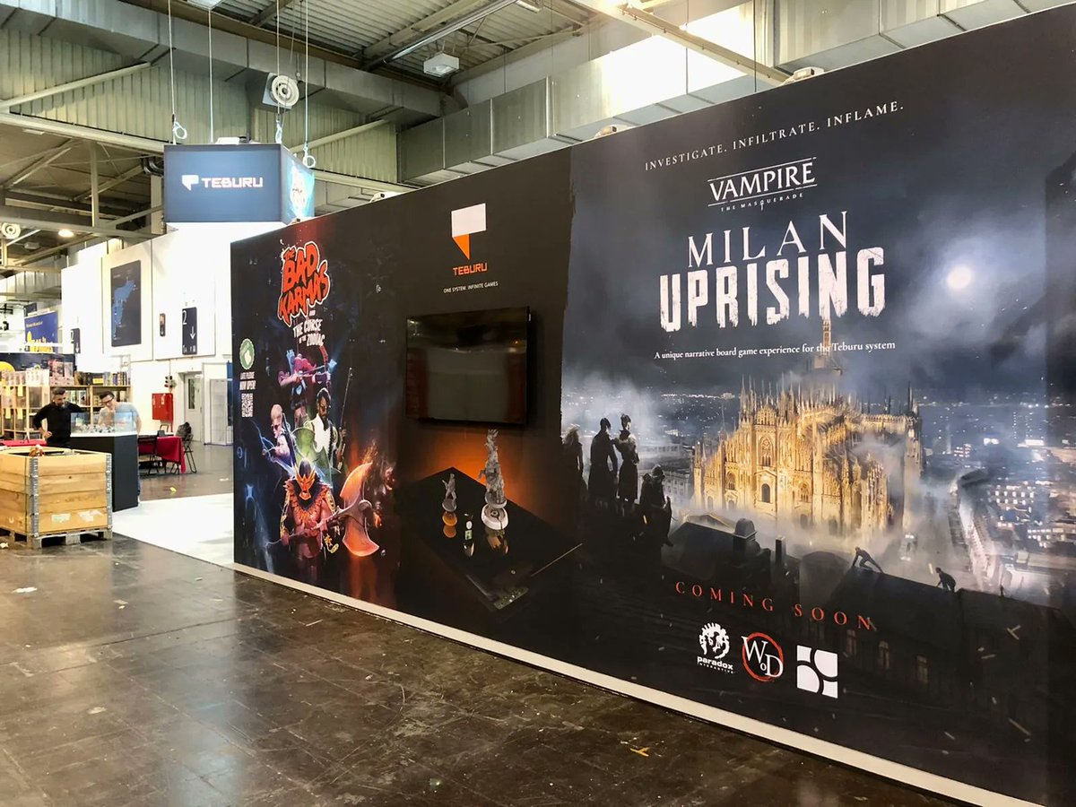 TeburuGames's tweet photo. It's Day 1 of Essen Spiel! Make sure to visit us at Booth 1E126 in Hall 1 for your chance to try The Bad Karmas and the Curse of the Zodiac! https://t.co/DdQTstFM5u