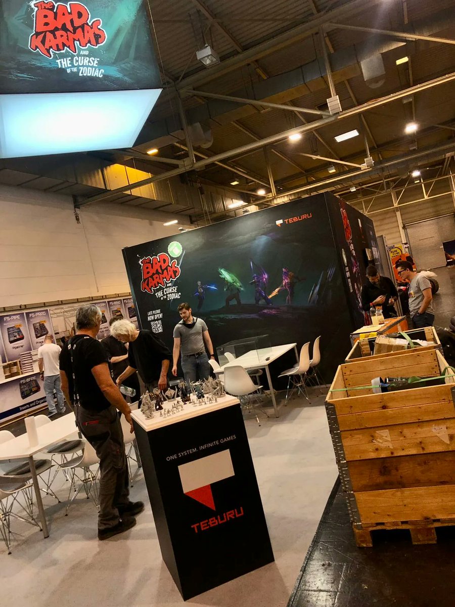 TeburuGames's tweet photo. It's Day 1 of Essen Spiel! Make sure to visit us at Booth 1E126 in Hall 1 for your chance to try The Bad Karmas and the Curse of the Zodiac! https://t.co/DdQTstFM5u