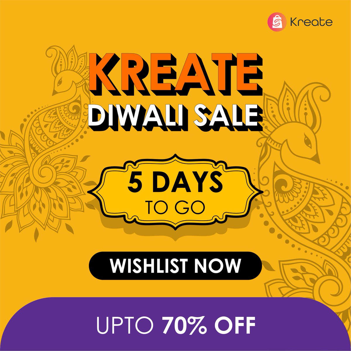 It's happening! 5 days more!
Kreate Diwali Sale starts on 12th October. Get up to 70% OFF!

Wishlist your favourites now👇
buff.ly/3uOC5cH  

#Diwali2022 #festivevibes #Offer #TrendingNow