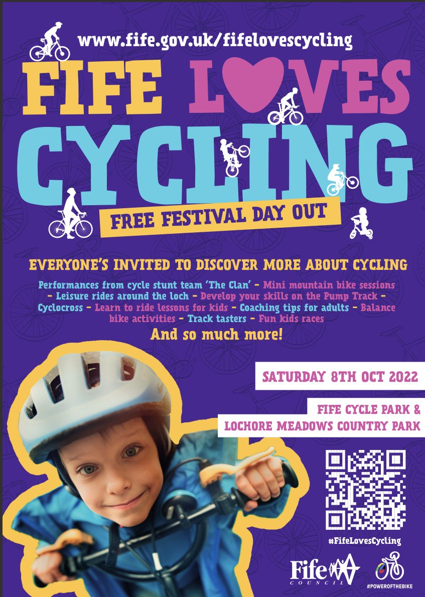 🚴‍♀️Fife Loves Cycling 📍Fife Cycle Park and Lochore Meadows 🗓Saturday 8th Oct 10am-4pm 👏Lots of fun for all the family For more details - bit.ly/3MeIzbU @VeloFife @ActiveFife