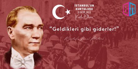 Başta Gazi Mustafa Kemal Atatürk olmak üzere, İstiklal mücadelemizin tüm kahramanlarını rahmet ve minnetle anıyoruz.

İstanbul'un düşman işgalinden kurtuluşunun yıl dönümü kutlu olsun. #istanbulunkurtulusu