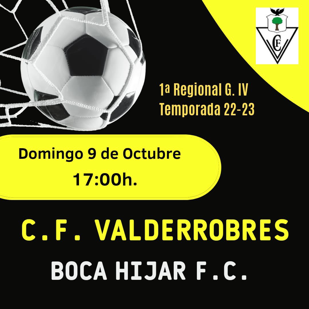CFValderrobres's tweet photo. El domingo batiremos el cobre en el partido que disputaremos contra él Boca Hijar F.C. Esperamos conseguir nuestros primeros puntos en casa con el aliento de nuestra afición!  🥅  ⚽️ https://t.co/5RpSWW1xg5
