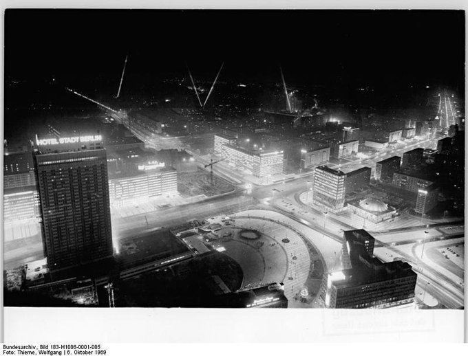 6 October 1969: looking down on East Berlin's Alexanderplatz from the Fernsehturm (via Bundesarchiv)