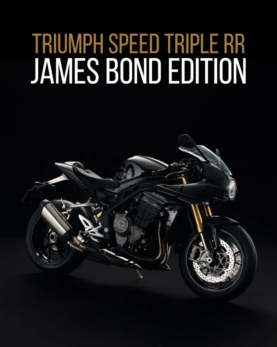 FastBikesIndia's tweet photo. To celebrate 60 years of the #JamesBond movie franchise, #Triumph has unveiled the #SpeedTripleRR Bond Edition 🔥
Only 60 will be made worldwide!
Would you want to get your hands on one? https://t.co/VHQrEOtRQA