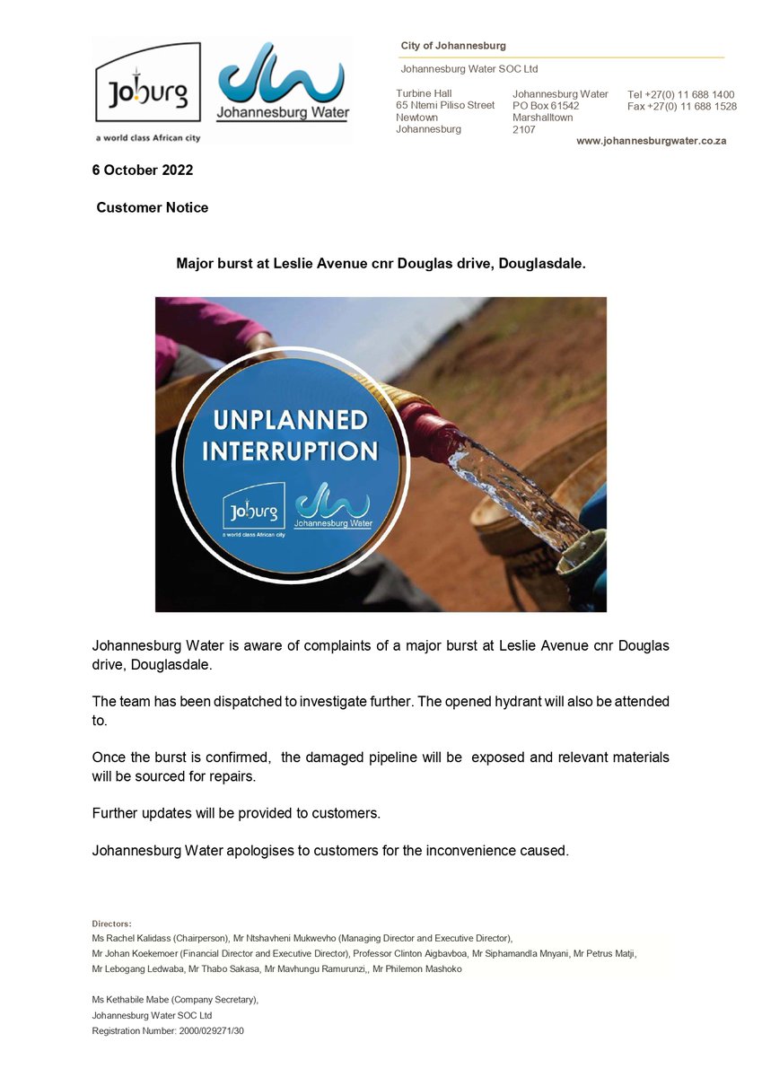 Johannesburg Water tweet media