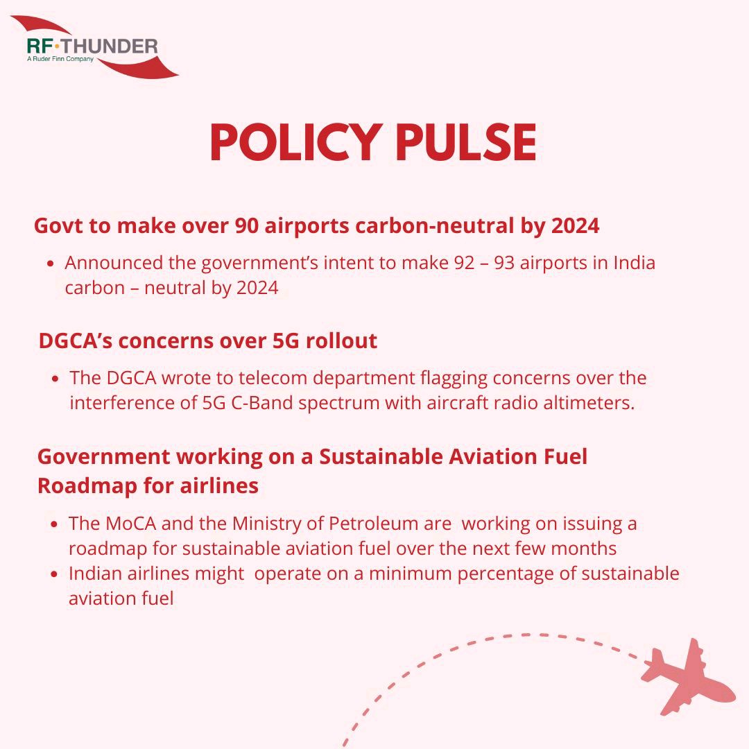 #Aviation is an evolving industry, and here are some key aviation policy highlights to keep you updated. Follow us to know more about key trends, industry insights, and policy updates in various sectors.  
#PolicyPulse #governmentaffairs #publicpolicy