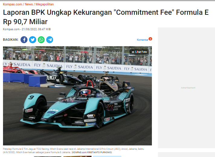 Menurut audit BPK Anies/Pemprov DKI telah byr kpd FEO Rp.983,31M...pdhal commitment fee telah disepati Rp.560,31M &amp; menurut BPK lagi pembayaran commitment fee masih kurang Rp.90,7M

Pertanyaannya kemana dana kelebihan byr Rp.423M &amp; knp sdh byr lebih kok masih kurang Rp.90,7M!?🤔