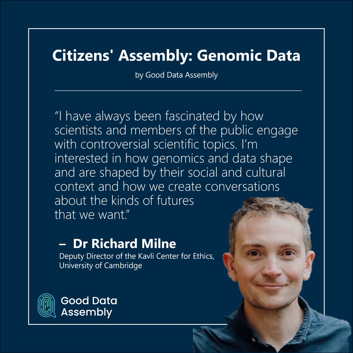 🔊  Introducing our expert speakers for the Good Data Assembly on the future of genomics. 

🧬 We are very excited to have @heidirehm and @richardmilne join our interactive event to deliberate on the future of #genomic #data sharing!

Register now to our #citizensassembly