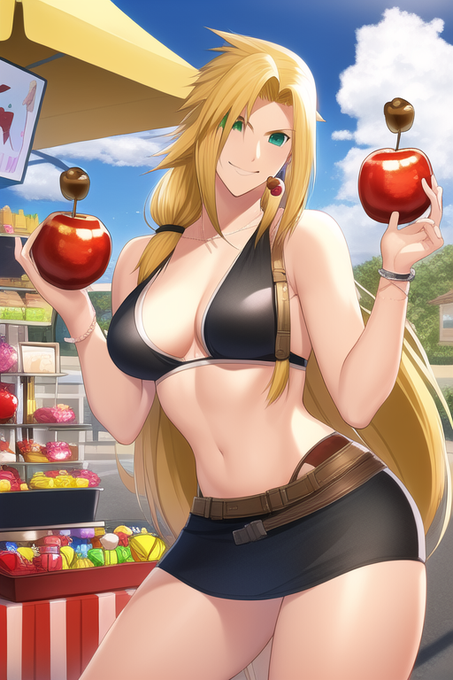 #NovelAIDiffusion  #novelAI #FF7

屋台で林檎飴売ってるクラウド出力しようとしたら
何故か女体化されたんじゃが?

novelAIくん女の子好きすぎじゃない? 