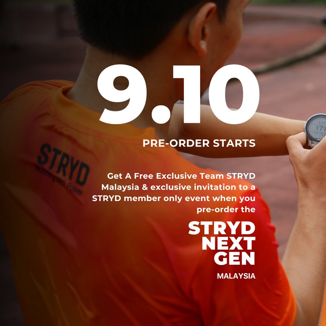 Stryd Malaysia Pre-Order opens this Monday, 9.10!
We know we are slightly late to open our pre-order but it was for all the right reasons.

You can start pre-ordering the Next Gen Stryd from stryd.my starting from 9.10 midnight (Local Time).