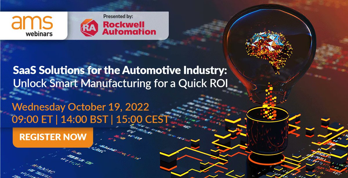 Join us on October 19th to learn about the future of automotive manufacturing technology and the role that SaaS is playing now and will play in the years to come in our new webinar in partnership with @ROKAutomation. Register today > bit.ly/3rt4keh