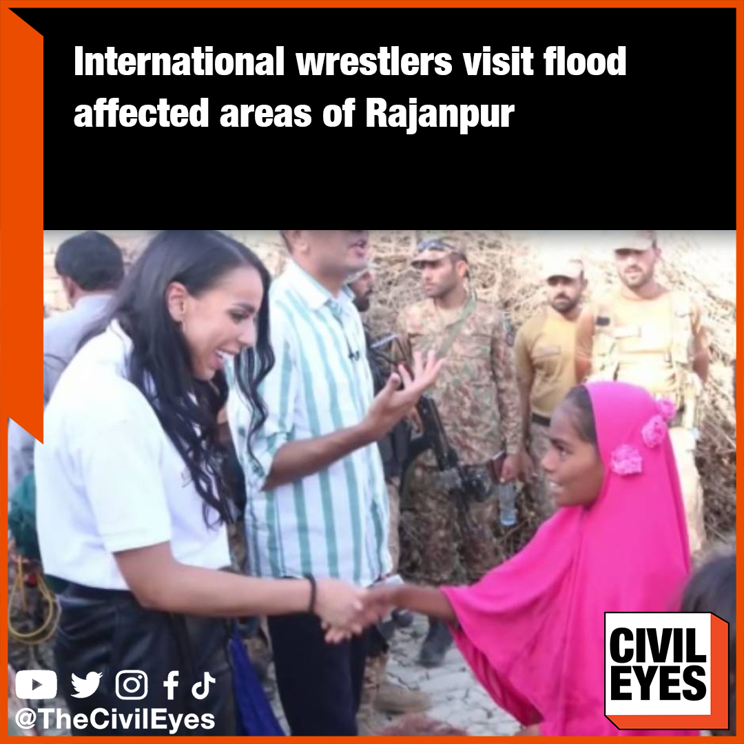 TheCivilEyes's tweet photo. Renowned international wrestlers including #TinyIron visited flood-hit areas of #Rajanpur district. The wrestlers visited the army relief and medical camp and interacted with #floodvictims. They also expressed solidarity with the calamity-hit people. #theCivileyes https://t.co/q5G5kAIbES