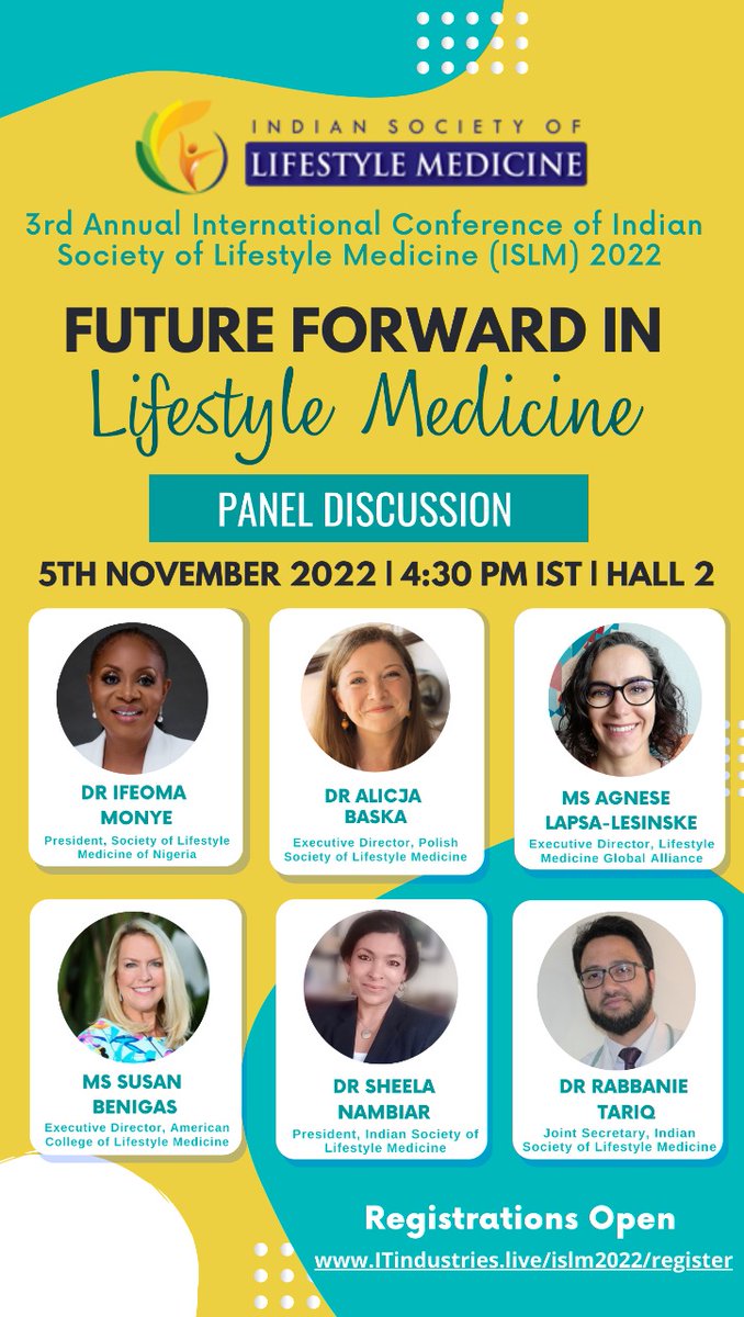 Register now to be a part of this discussion &amp; also many many more interesting sessions at the 3rd International Conference (virtual) organized by the Indian Society of Lifestyle Medicine
itindustries.live/islm2022/regis…